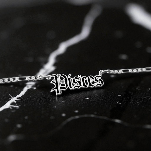 Pisces Zodiac Necklace - Old English Gothic Necklace - iGothica