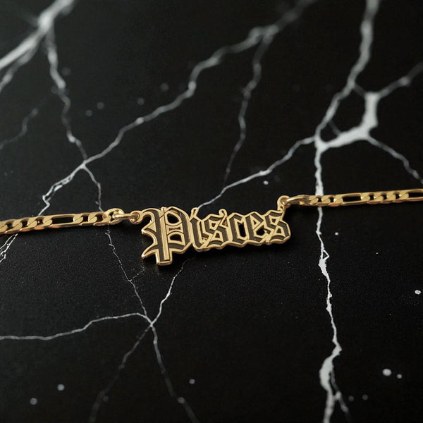 Pisces Zodiac Necklace - Old English Gothic Necklace - iGothica