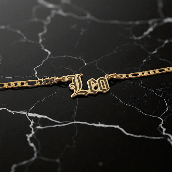 Leo Zodiac Necklace - Old English Gothic Necklace