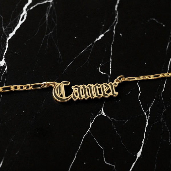 Cancer Zodiac Necklace - Old English Gothic Necklace