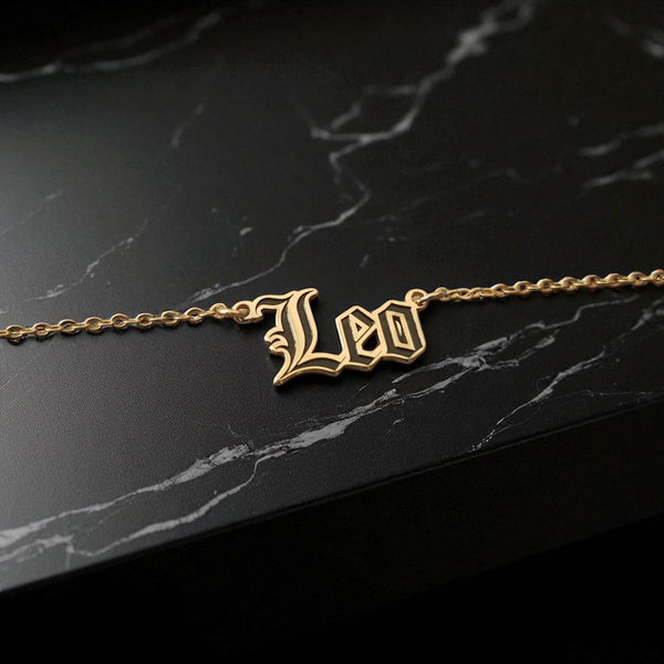 Leo Zodiac Necklace - Old English Gothic Necklace