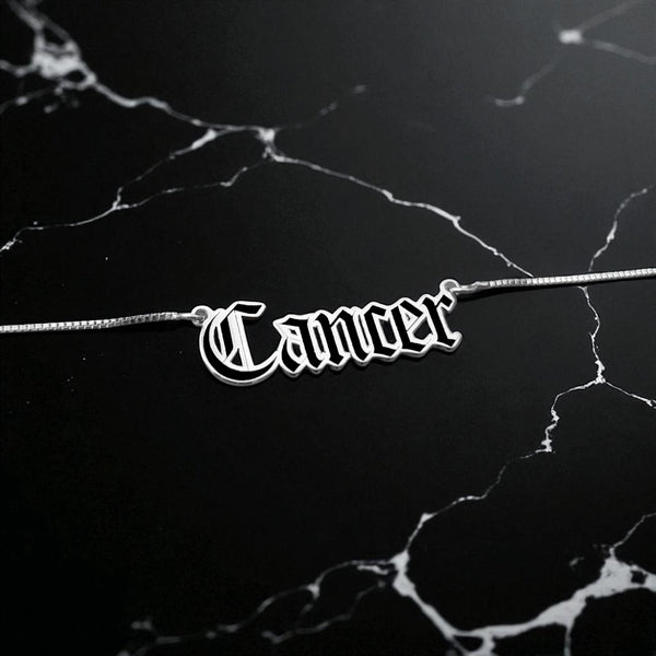 Cancer Zodiac Necklace - Old English Gothic Necklace - iGothica