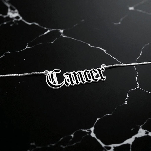 Cancer Zodiac Necklace - Old English Gothic Necklace