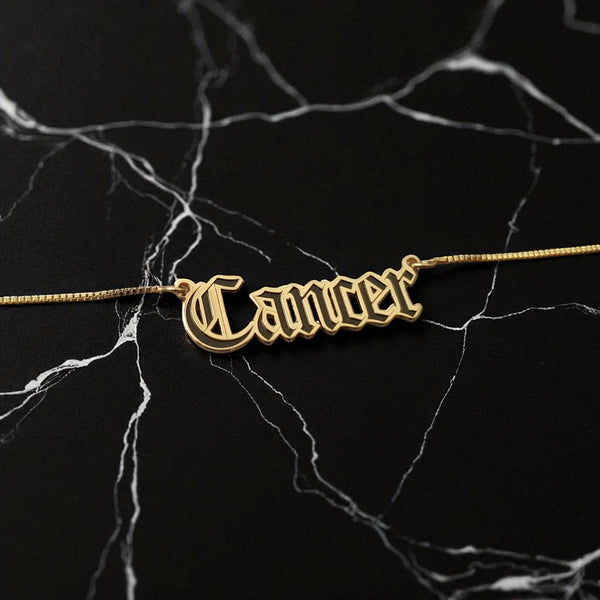 Cancer Zodiac Necklace - Old English Gothic Necklace
