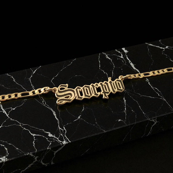 Scorpio Zodiac Necklace - Old English Gothic Necklace