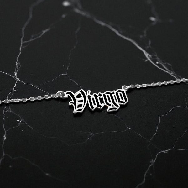 Virgo Zodiac Necklace - Old English Gothic Necklace - iGothica