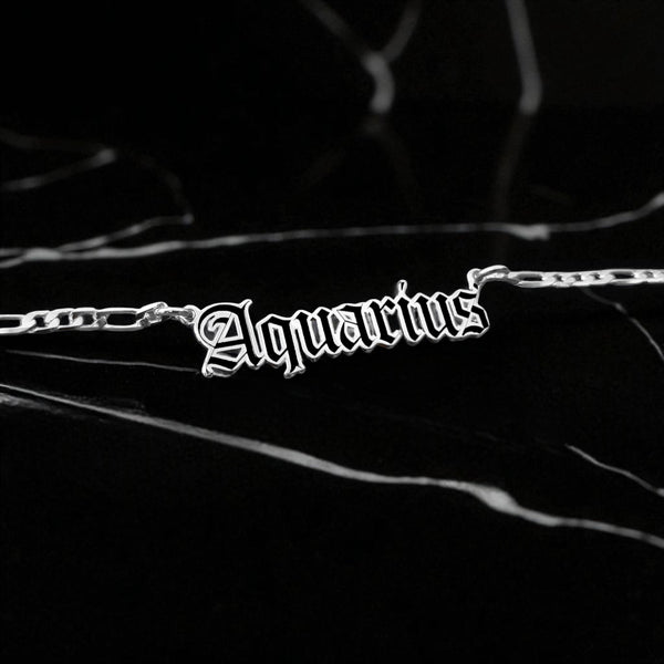 Aquarius Zodiac Necklace - Old English Gothic Necklace - iGothica