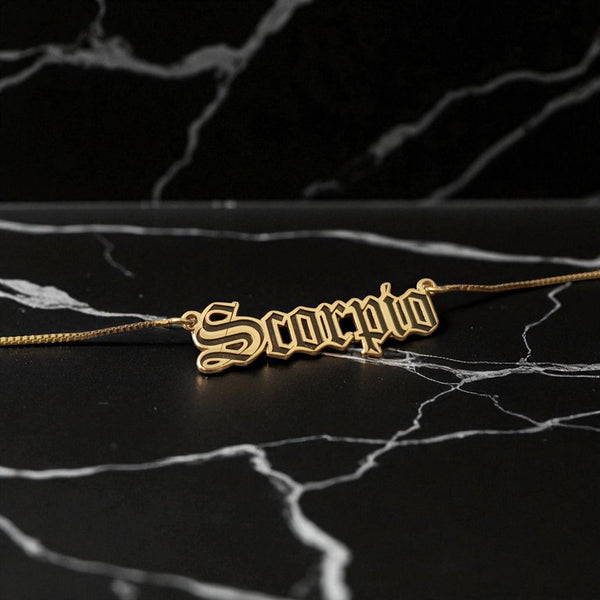 Scorpio Zodiac Necklace - Old English Gothic Necklace - iGothica