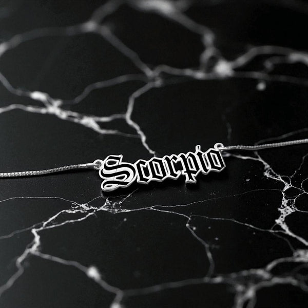 Scorpio Zodiac Necklace - Old English Gothic Necklace - iGothica