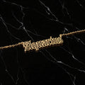 Aquarius Zodiac Necklace - Old English Gothic Necklace