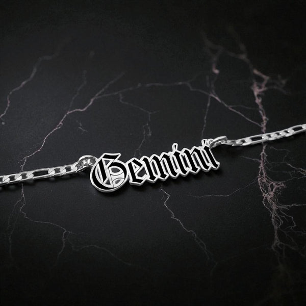Gemini Zodiac Necklace - Old English Gothic Necklace - iGothica