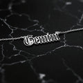 Gemini Zodiac Necklace - Old English Gothic Necklace