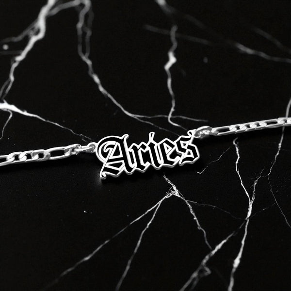 Aries Zodiac Necklace - Old English Gothic Necklace - iGothica