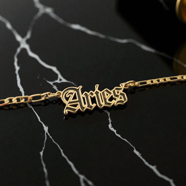 Aries Zodiac Necklace - Old English Gothic Necklace