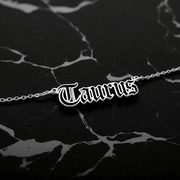 Taurus Zodiac Necklace - Old English Gothic Necklace - iGothica