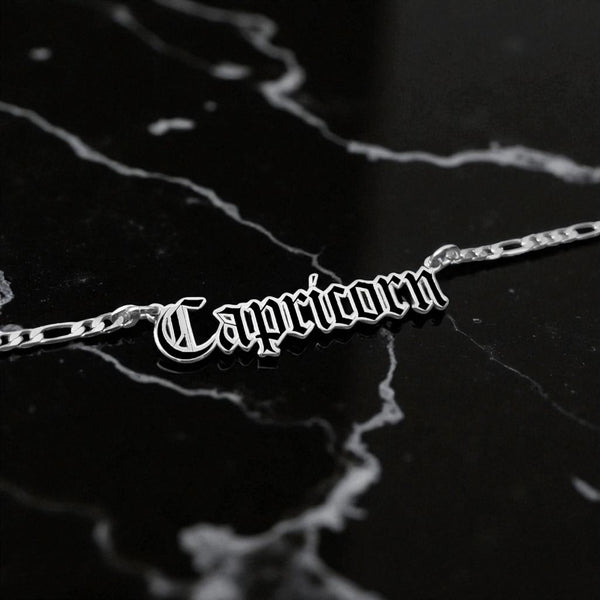 Capricorn Zodiac Necklace - Old English Gothic Necklace - iGothica