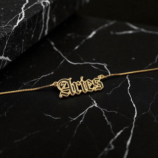 Aries Zodiac Necklace - Old English Gothic Necklace - iGothica