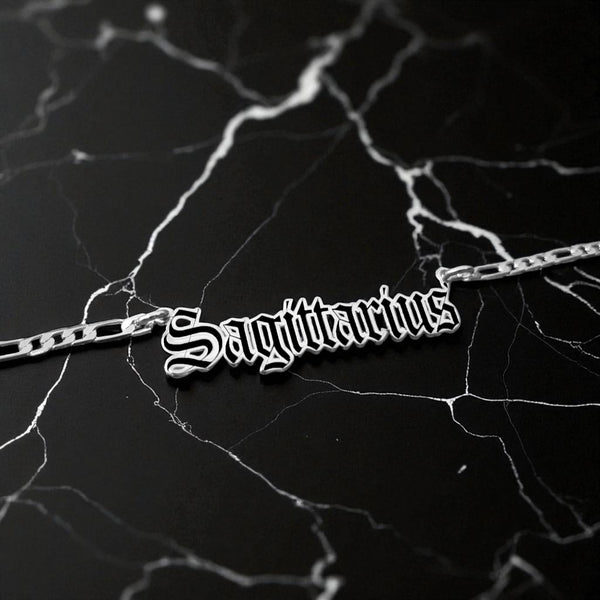 Sagittarius Zodiac Necklace - Old English Gothic Necklace - iGothica