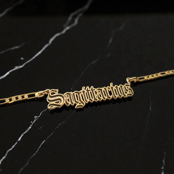Sagittarius Zodiac Necklace - Old English Gothic Necklace