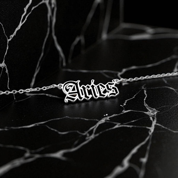 Aries Zodiac Necklace - Old English Gothic Necklace - iGothica