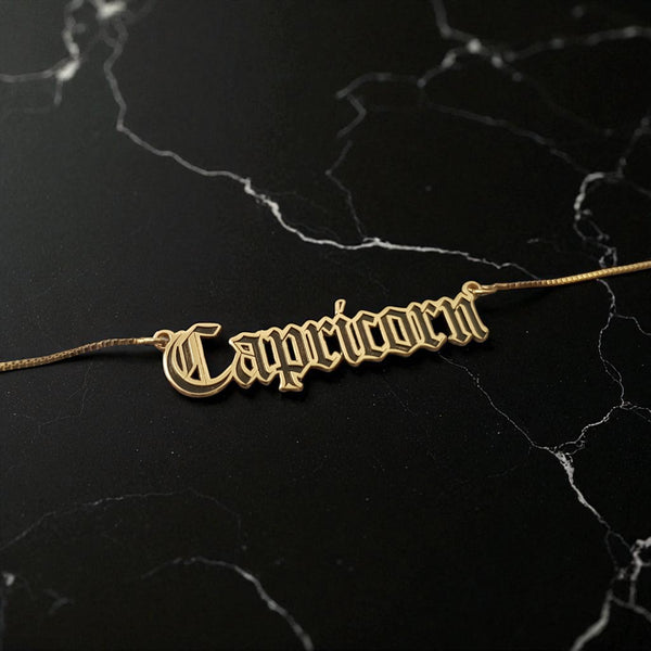 Capricorn Zodiac Necklace - Old English Gothic Necklace - iGothica