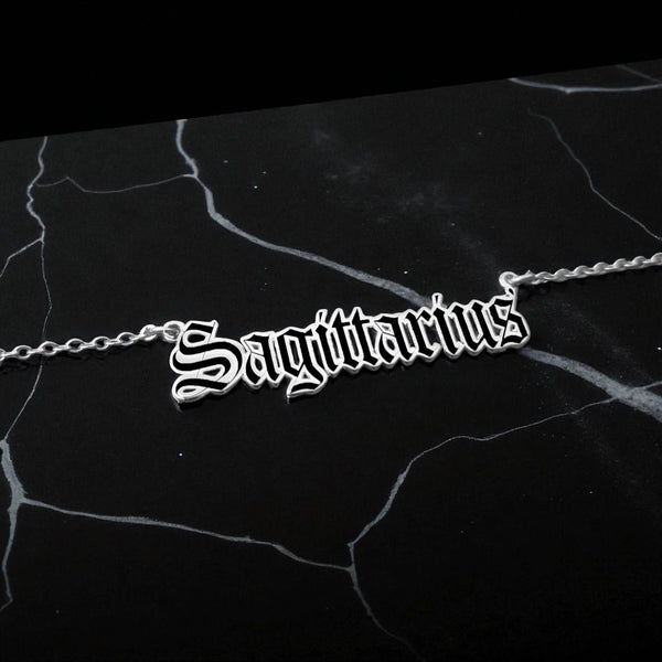 Sagittarius Zodiac Necklace - Old English Gothic Necklace - iGothica