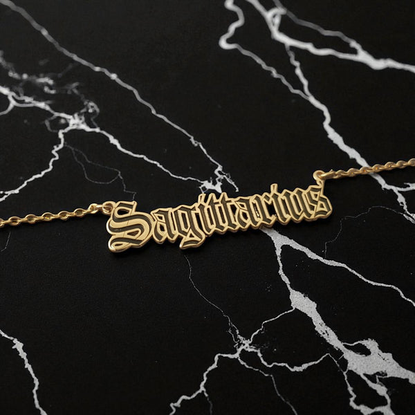 Sagittarius Zodiac Necklace - Old English Gothic Necklace - iGothica