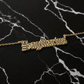 Sagittarius Zodiac Necklace - Old English Gothic Necklace