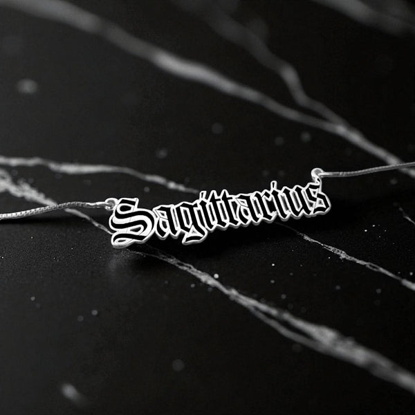 Sagittarius Zodiac Necklace - Old English Gothic Necklace - iGothica