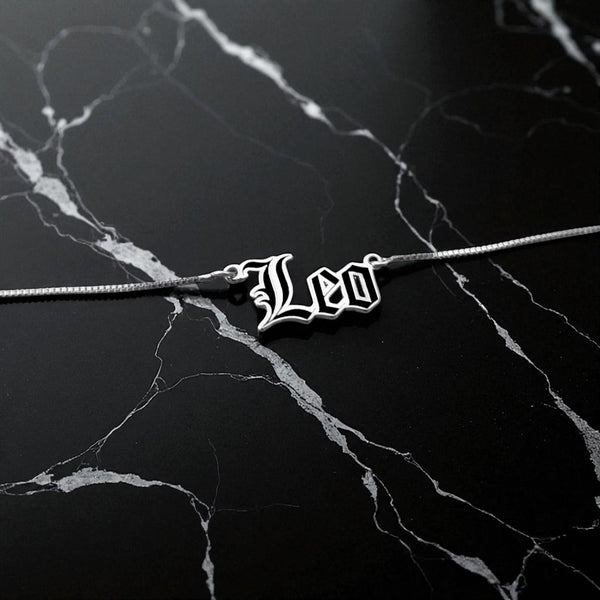 Leo Zodiac Necklace - Old English Gothic Necklace