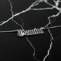 Gemini Zodiac Necklace - Old English Gothic Necklace