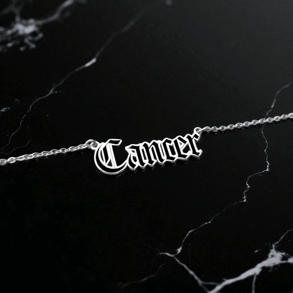 Cancer Zodiac Necklace - Old English Gothic Necklace