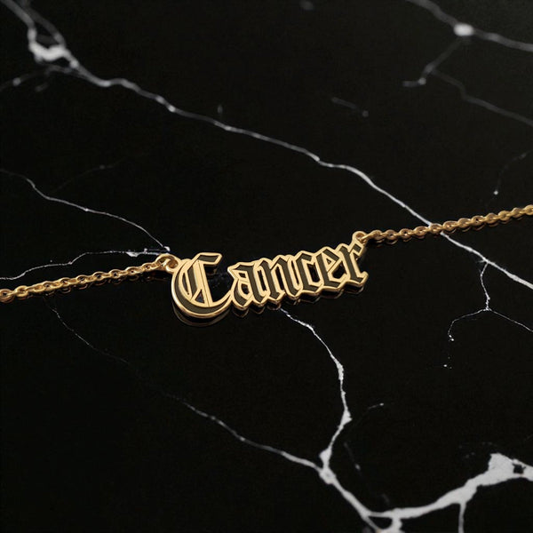 Cancer Zodiac Necklace - Old English Gothic Necklace