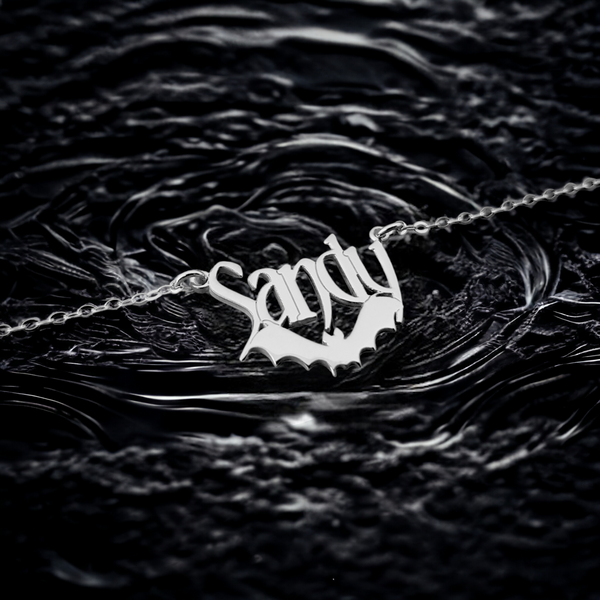 Shadowed Wings: Custom Name Necklace