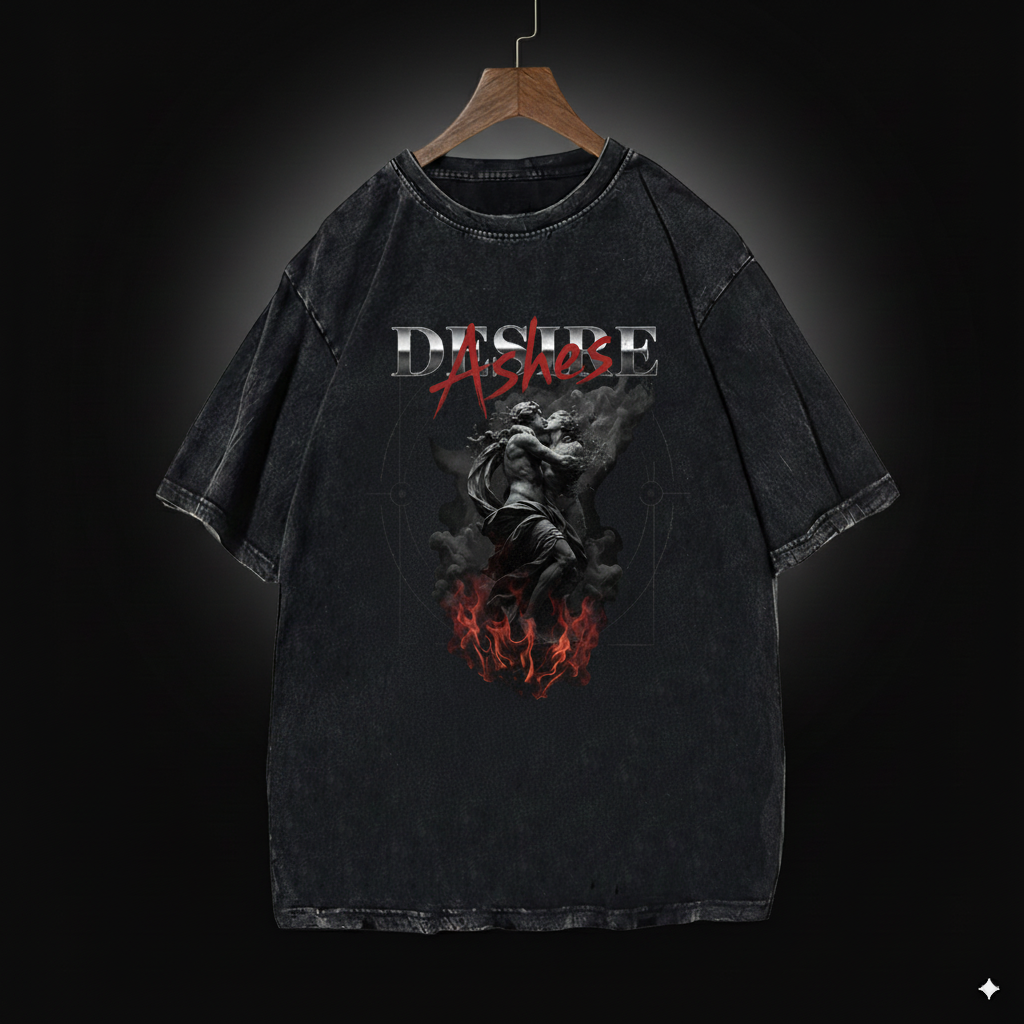 Ashes of Desire - Oversized T Shirt Men | Washed Graphic Tee
