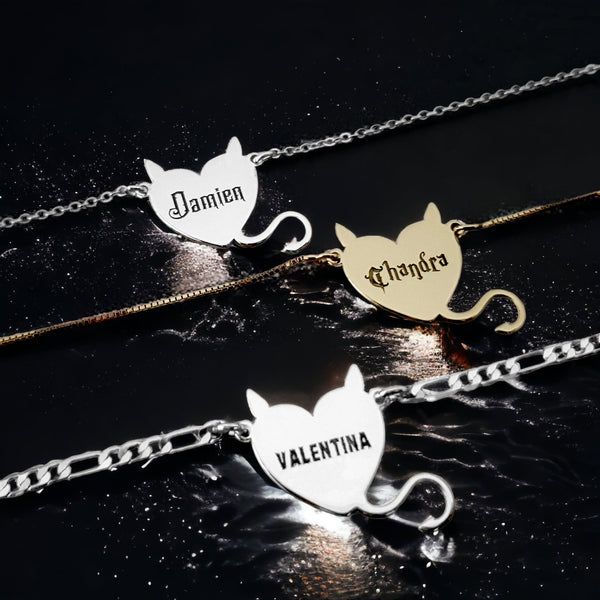 Devil Heart Necklace: Custom Name Necklace