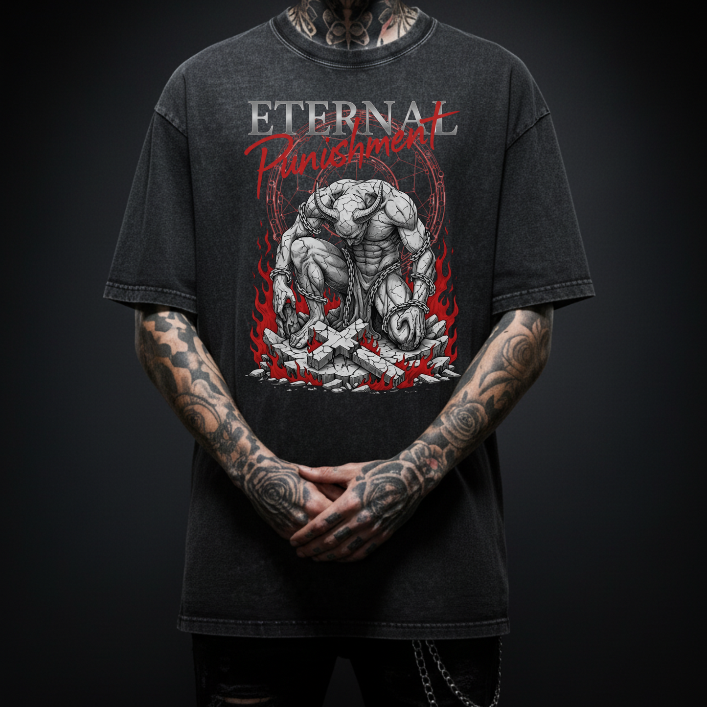 Eternal Punishment Oversized T Shirt Men | Washed Graphic Tee