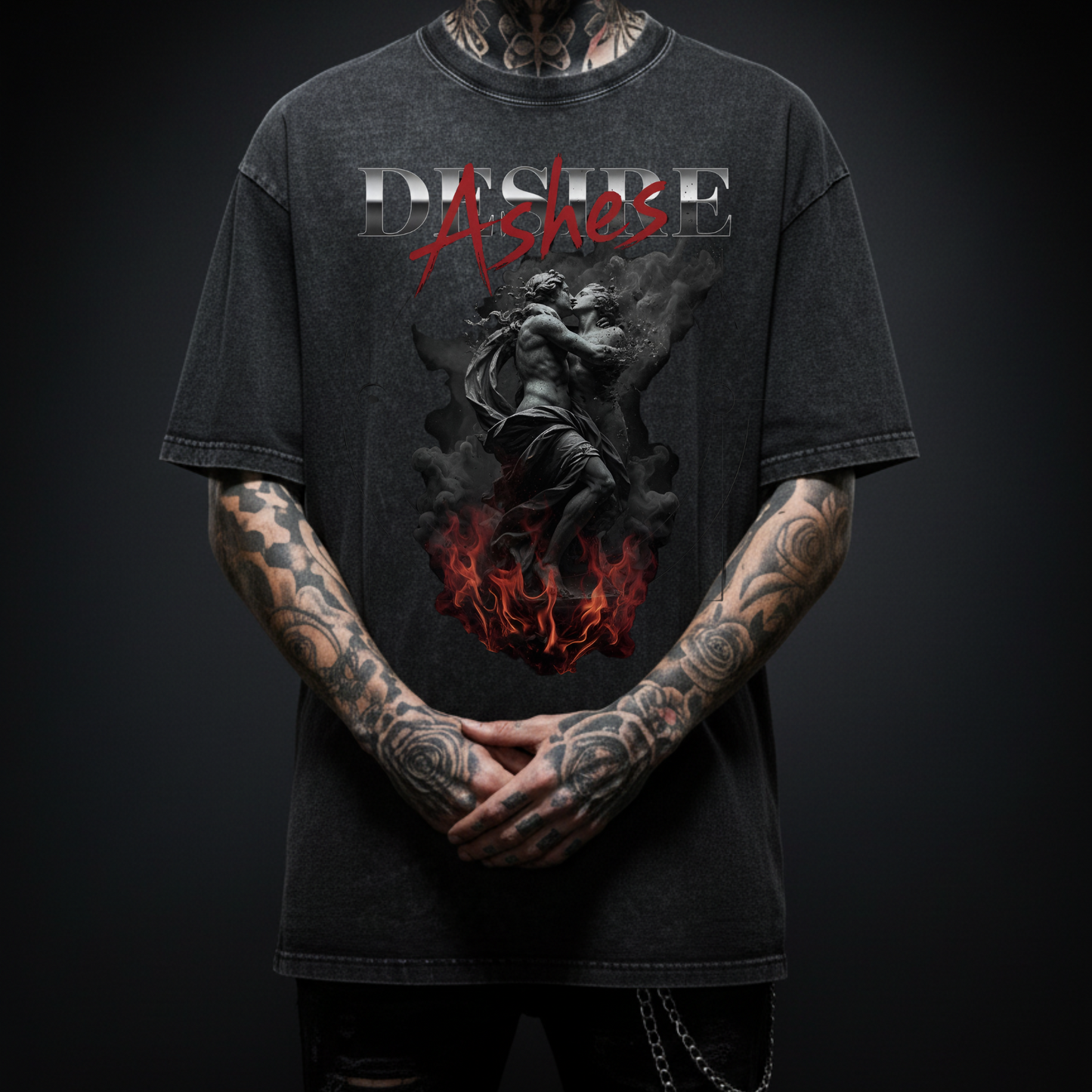 Ashes of Desire - Oversized T Shirt Men | Washed Graphic Tee