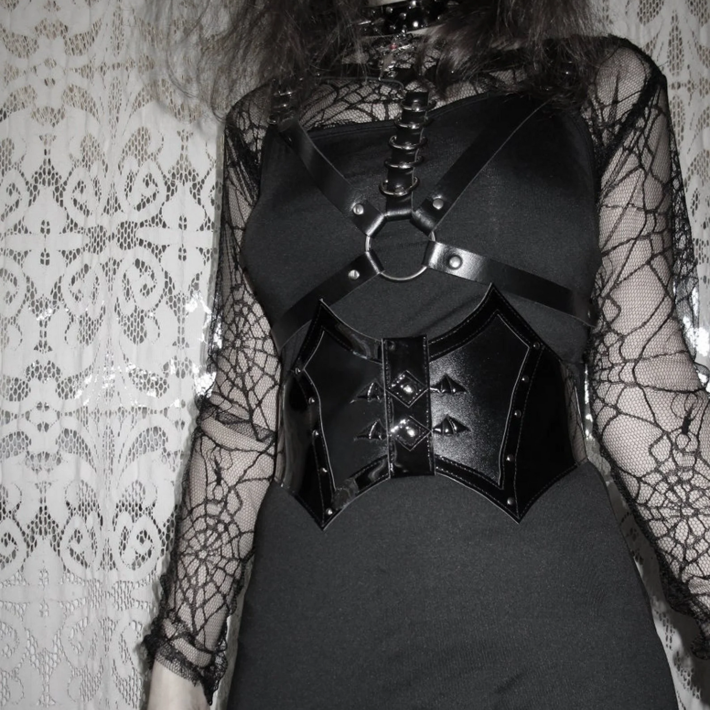 Midnight Reverie: Gothic Corset with Bat Wing Embellishment