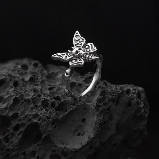 Deadly Moth: Handcrafted Gothic Ring