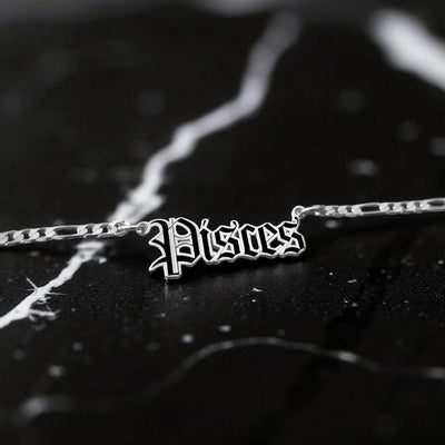 Pisces Zodiac Necklace - Old English Gothic Necklace - iGothica