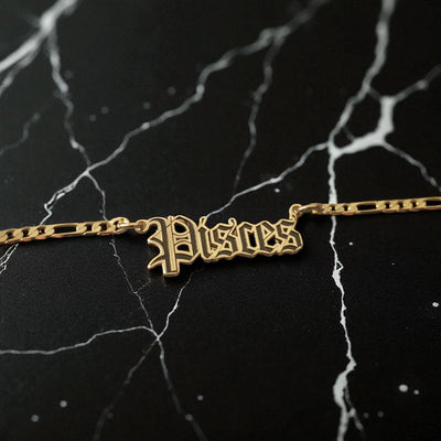 Pisces Zodiac Necklace - Old English Gothic Necklace - iGothica