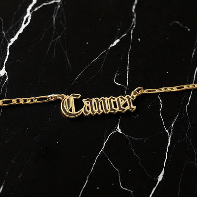 Cancer Zodiac Necklace - Old English Gothic Necklace - iGothica