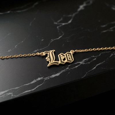 Leo Zodiac Necklace - Old English Gothic Necklace