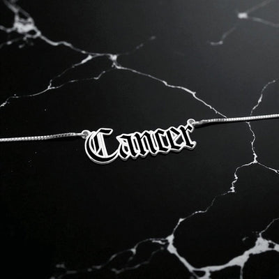 Cancer Zodiac Necklace - Old English Gothic Necklace