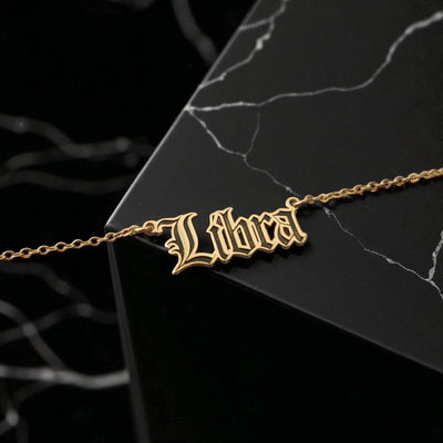 Libra Zodiac Necklace - Old English Gothic Necklace - iGothica