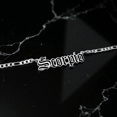Scorpio Zodiac Necklace - Old English Gothic Necklace - iGothica