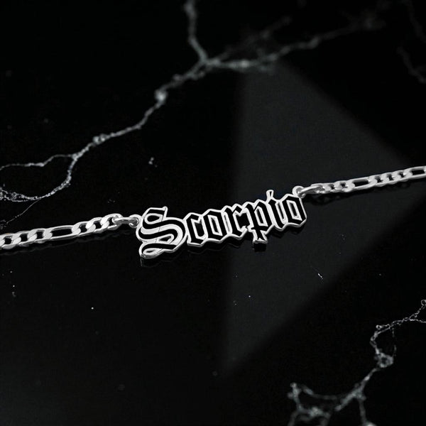 Scorpio Zodiac Necklace - Old English Gothic Necklace - iGothica