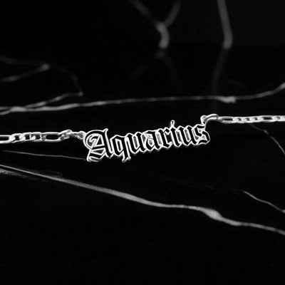 Aquarius Zodiac Necklace - Old English Gothic Necklace - iGothica