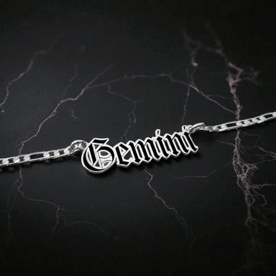 Gemini Zodiac Necklace - Old English Gothic Necklace - iGothica